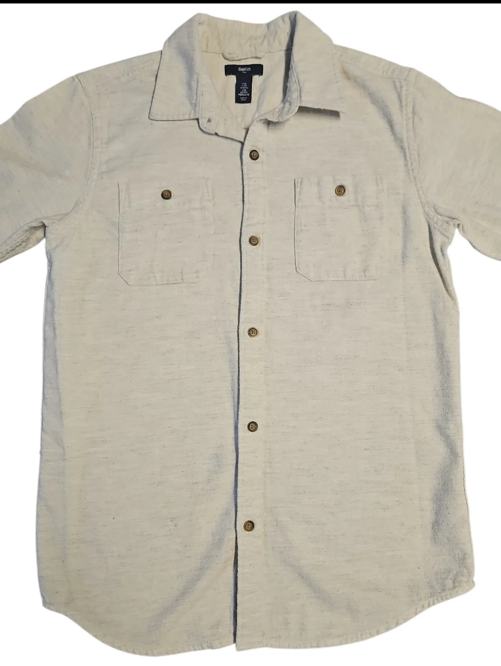 GAP Kids Boys Cream Button-Up Soft Shirt Size X-Large